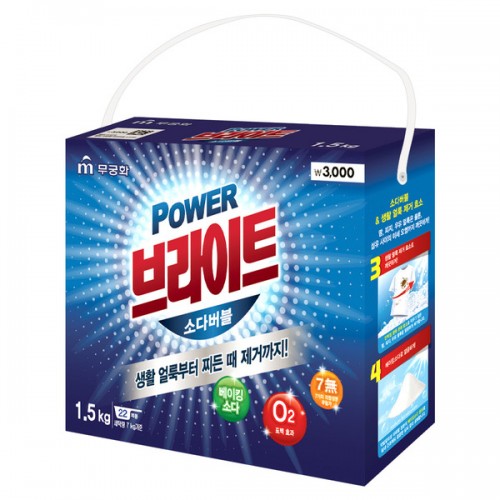 MUKUNGHWA Стиральный порошок 'Белизна и яркость' с пузырьками кислорода и содой (картонная коробка) 1,5 кг