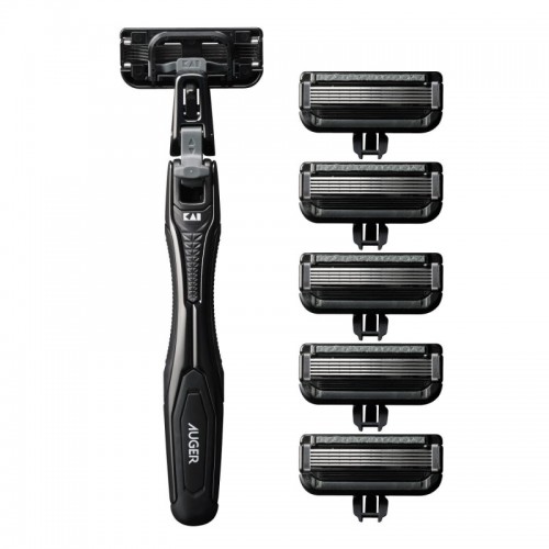 KAI AUGER Безопасная мужская бритва с 5-ю лезвиями (6 сменных кассет) KAI AUGER Безопасная мужская бритва с 5-ю лезвиями (6 сменных кассет)