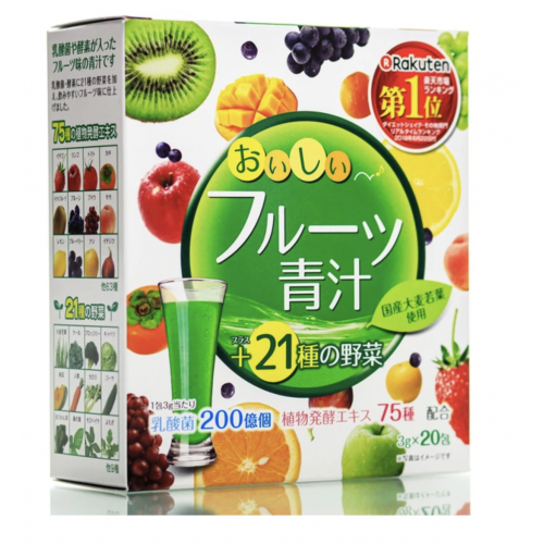 YUWA Delicious Fruit Aojiru Аодзиру 100% с молочнокислыми бактериями и ферментами (фруктовый вкус)