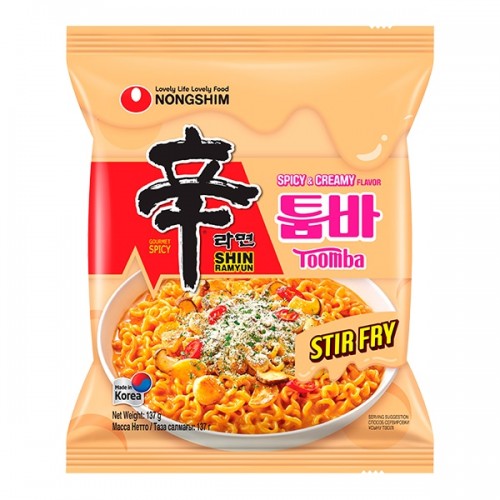 Nongshim Лапша жареная Шин Рамен Стир-Фрай Toоba с острым сырно-сливочным вкусом (пакет), 137 г
