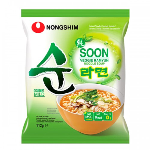Nongshim Soon Veggie Лапша Сун Веги Овощная вегетарианская (пачка), 112 г