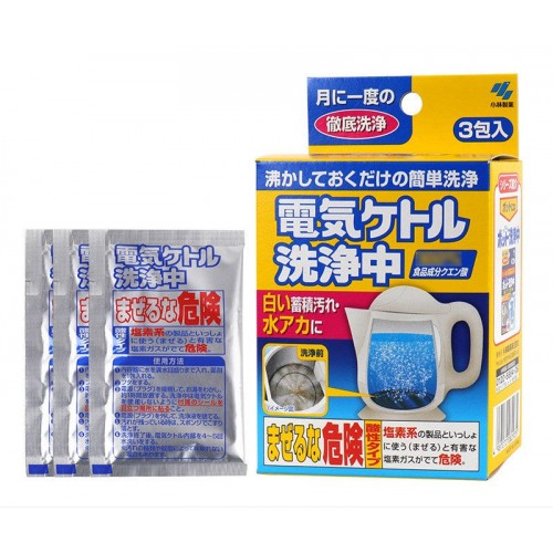 Kobayashi Cleaner for Electric Kettle Средство для очищения электрических чайников с лимонной кислотой, 3 пакетика по 15 г
