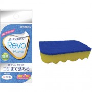 REVO Губка для посуды с антибактериальной пропиткой, двухслойная, жесткий верхний слой с абразивными частицами, 1 шт REVO Губка для посуды с антибактериальной пропиткой, двухслойная, жесткий верхний слой с абразивными частицами, 1 шт
