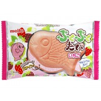 Meito Тайяки Вафельное печенье с  пористым клубничным  шоколадом Рыбка Пуку-пуку