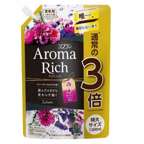 LION Кондиционер для белья длительного действия 'Aroma Rich Juliette' с богатым ароматом натуральных масел, МУ 1200 мл