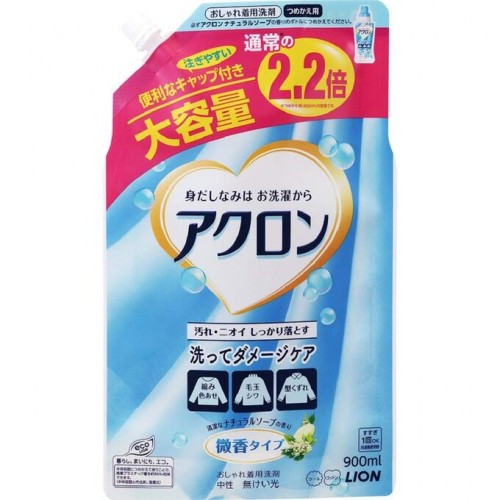 LION Жидкое средство 'Akron' для стирки деликатных тканей с легким ароматом «Нежное мыло», 900мл м/у