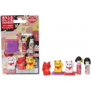 IWAKO Puzzle Eraser Kokeshi Doll & Lucky Cat Набор ластиков Кукла Кокеши и Манеки-нэко, 5 ластиков + 2 подушечки в блистерной упаковке IWAKO Puzzle Eraser Kokeshi Doll & Lucky Cat Набор ластиков Кукла Кокеши и Манеки-нэко, 5 ластиков + 2 подушечки в блистерной упаковке