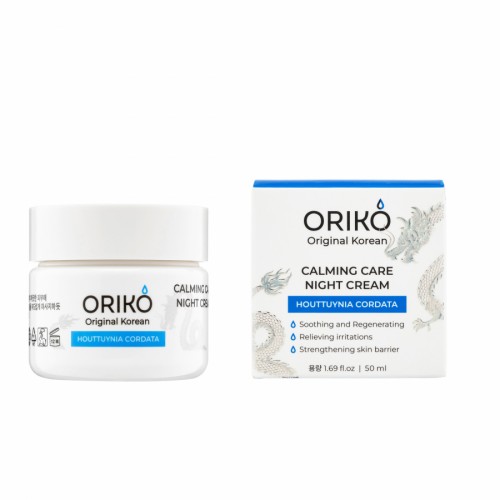 ORIKO Calming care Успокаивающий ночной крем для лица с экстрактом хауттюйнии и гиалуроновой кислотой