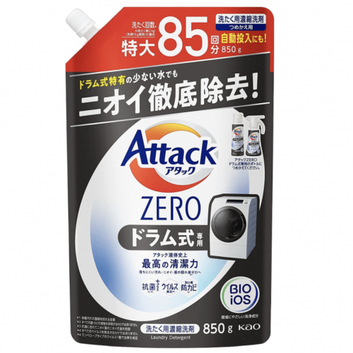 KAO Жидкое средство для стирки Attack ZERO (суперконцентрат, с защитой от повторного оседания грязи при стирке), 810 г