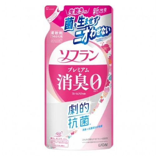 LION Кондиционер-ополаскиватель для белья Soflan с ароматом роз, запасной блок, 380 мл