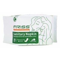 FRISS Sanitary Pad Премиальные ежедневные гигиенические прокладки для женщин (Чип 4 в 1 с турмалином и наносеребром), 30шт/уп, 155мм,1 капля