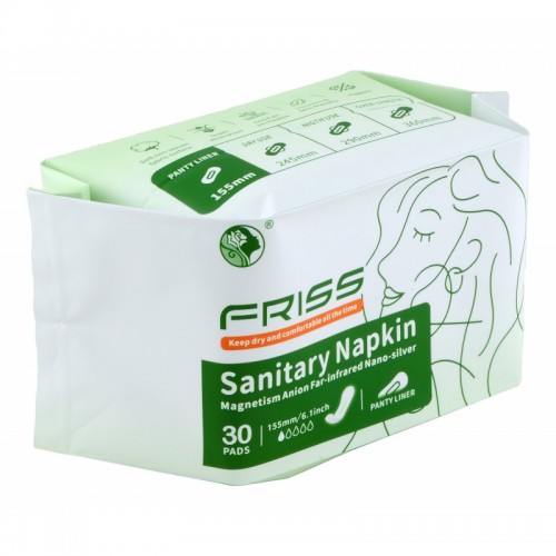 FRISS Sanitary Pad Премиальные ежедневные гигиенические прокладки для женщин (Чип 4 в 1 с турмалином и наносеребром), 30шт/уп, 155мм,1 капля FRISS Sanitary Pad Премиальные ежедневные гигиенические прокладки для женщин (Чип 4 в 1 с турмалином и наносеребром), 30шт/уп, 155мм,1 капля