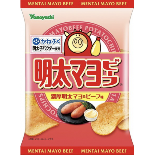 Yamayoshi ЯМАЙОШИ Картофельные чипсы со сливочным соусом Ментайко, икрой трески и говядиной