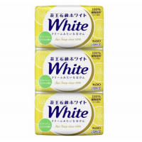 KAO White Refresh Citrus Кусковое крем-мыло со скваланом, с освежающим цитрусовым ароматом, 3 шт х 130 г