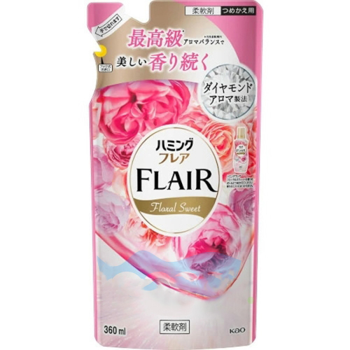 Кондиционер-смягчитель для белья KAO Flair Floral Sweet со сладким цветочным ароматом, нотками персика и ванили, 360мл