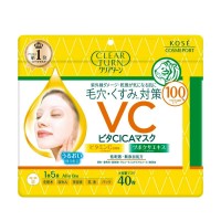  Увлажняющая тканевая маска KOSE Clear Turn Vita для ухода за тусклой кожей лица, с витамином С и экстрактом центеллы азиатской