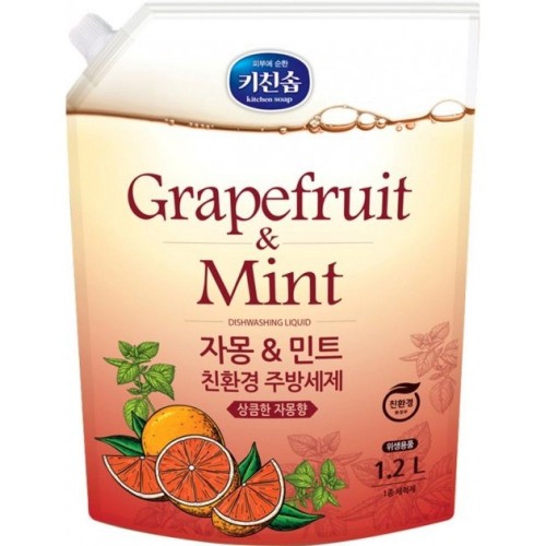 Mukunghwa Экологичное средство для мытья посуды, детских бутылочек, овощей и фруктов (Грейпфрут и мята), 1,2 л