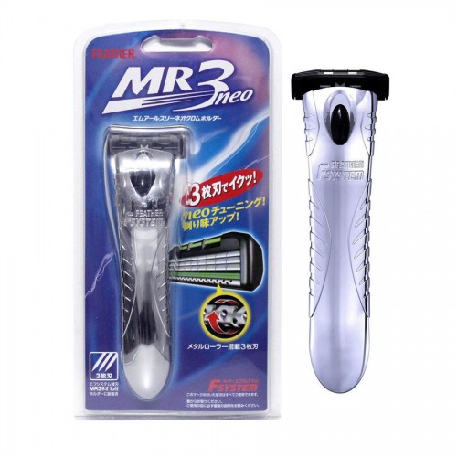 Feather Мужской бритвенный станок с тройным лезвием, хромированная ручка F-System 'MR3 Neo' 1шт