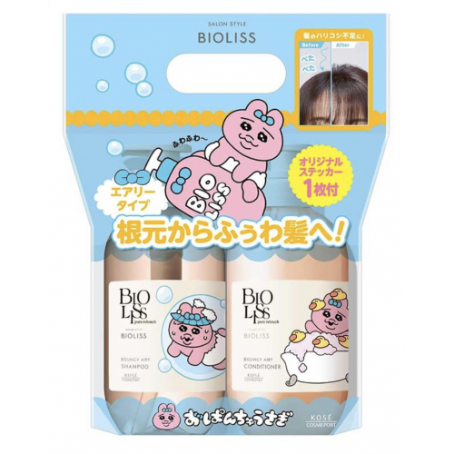 KOSE Bioliss Pure Retouch Pair Set Bouncy Airy Набор для объема по уходу за тонкими волосами восстанавливающий и увлажняющий: шампунь и кондиционер