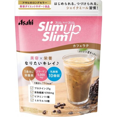 Asahi Slim Up Shake Cafe Latte Протеиновый коктейль для контроля массы тела, вкус Латте