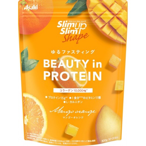 Asahi Slim Up Slim Shape Beauty Protein Протеиновый коктейль с коллагеном, лактобактериями, ГАБА и L-карнитином, вкус манго и апельсина