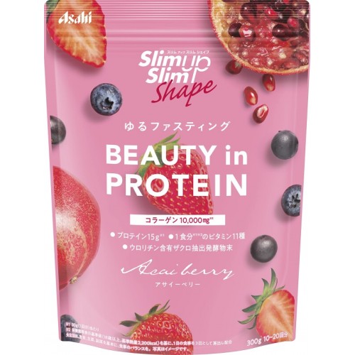 Asahi Slim Up Shape Beauty Protein Acai Berry Протеиновый коктейль с коллагеном, лактобактериями и экстрактом граната для похудения, ягодный вкус