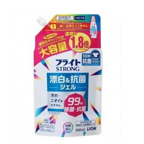 LION Гель-отбеливатель кислородный 'Супер яркость' (для стойких загрязнений, с антибактериальным эффектом 'Bright STRONG'), 900мл м/у
