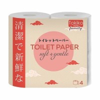 Tokiko Japan Family Гипоаллергенная туалетная бумага без ароматизаторов и флуорисцентных отбеливателей, 3-х слойная 4 шт/уп (29 метров)