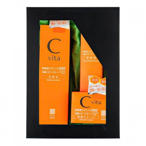 MEISHOKU Vitamin C Подарочный набор 'АНТИОКСИДАНТЫЙ ИНТЕНСИВНЫЙ УХОД С ВИТАМИНОМ С': Лосьон + Концентрированная сыворотка + Смягчающий крем с витамином С, 150мл, 30г, 45г