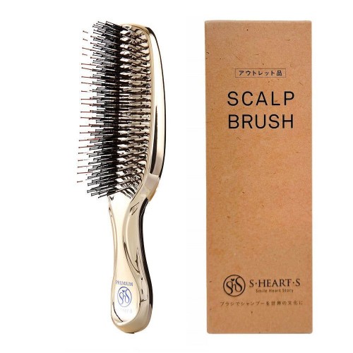 S-HEART-S Scalp World Premium Long Gold (Золото) Профессиональная японская массажная расческа