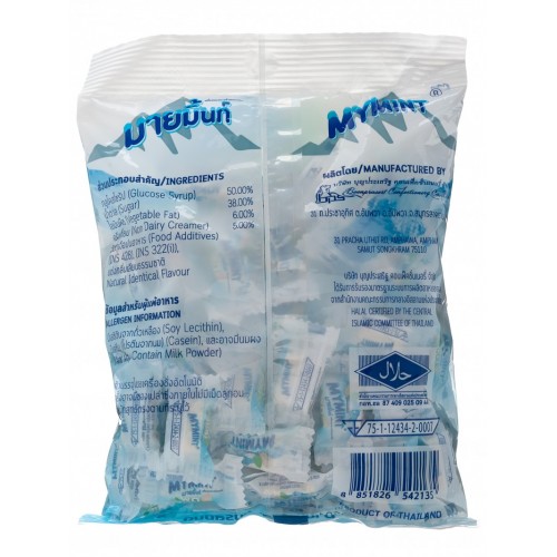 Конфета жевательная Boonprasert 'Mymint' Mint со вкусом мяты, м/у 280г Конфета жевательная Boonprasert 'Mymint' Mint со вкусом мяты, м/у 280г