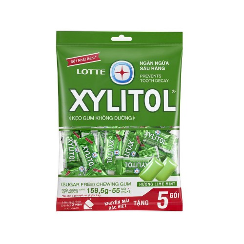 Жевательная резинка Xylitol Lime Mint Лайм и мята, пакет 55 шт