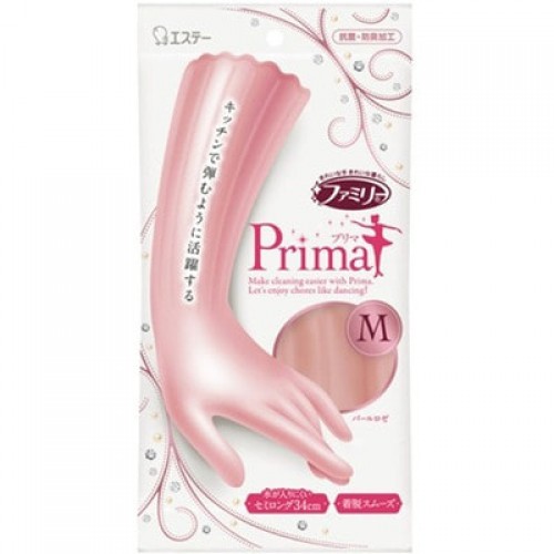 Перчатки виниловые, ST Family Vinyl Glove Prima, удлиненные, с антибактериальным эффектом, средней толщины, размер М, цвет: жемчужная роза