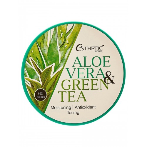 Гидрогелевые патчи для глаз с зеленым чаем и алоэ Esthetic House, 60 шт Гидрогелевые патчи для глаз с зеленым чаем и алоэ Esthetic House, 60 шт