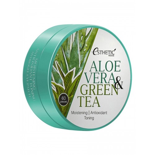 Гидрогелевые патчи для глаз с зеленым чаем и алоэ Esthetic House, 60 шт Гидрогелевые патчи для глаз с зеленым чаем и алоэ Esthetic House, 60 шт