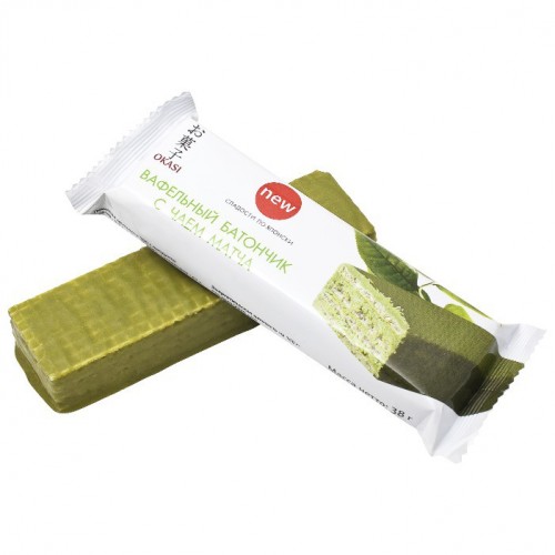 Батончик вафельный Okasi с чаем матча, 38 г