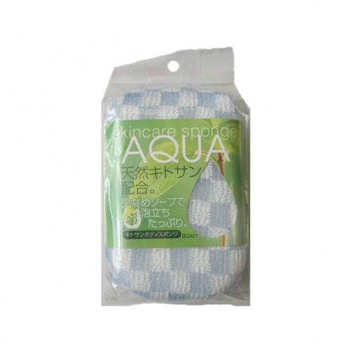 AISEN AQUA Мочалка-спонж с хитозаном, голубая, 8*14*5 см