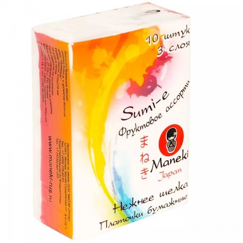 Платочки бумажные Maneki Sumi-e с ароматом фруктов