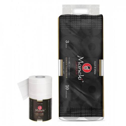 Бумага туалетная Maneki B&W черная с ароматом зеленого чая, 10 рулонов