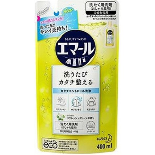 KAO Средство для стирки шерсти, шелка и деликатных тканей, с ароматом зеленых цитрусов, запасной блок, 400 мл