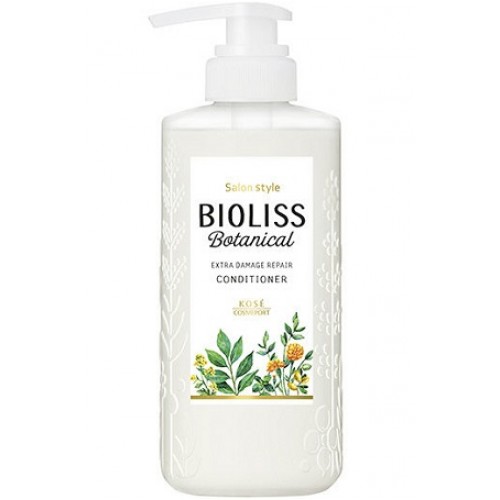 KOSE Bioliss Botanical Extra Damage Repair Восстанавливающий кондиционер для поврежденных волос, содержащий натуральные и растительные ингредиенты, с цветочно-фруктовым ароматом, 480 мл