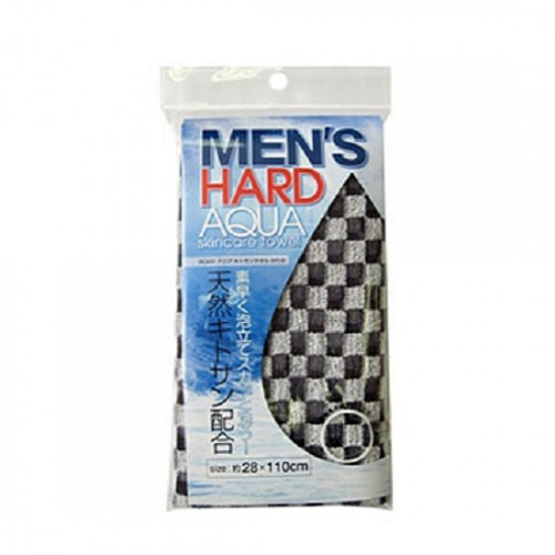 AISEN AQUA MEN'S Массажная мочалка с хитозаном  жесткая, черная в клетку