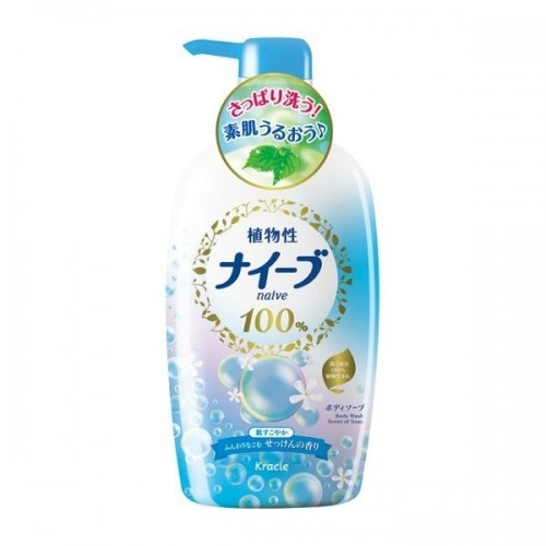 KRACIE Naive Жидкое мыло для тела Naive аромат белых цветов, 580 мл