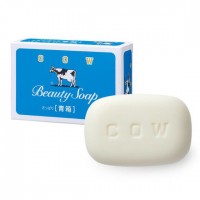 COW Молочное освежающее туалетное мыло с прохладным ароматом жасмина «Beauty Soap», синяя упаковка 1шт × 85г