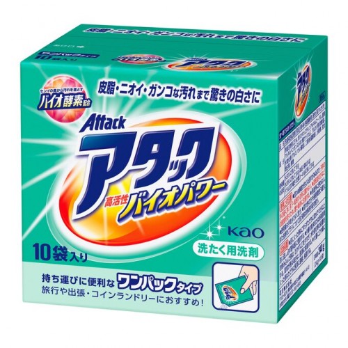 KAO Attack Bio Power Универсальный концентрированный стиральный порошок, с ферментами, 24 гр, 10 шт