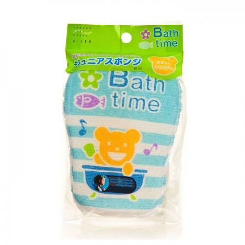 AISEN BATH TIME JUNIOR Мочалка-спонж детская «Мишка в ванне»,  10,5*14,5*3 см