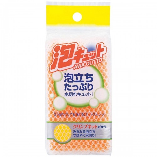 Губка для мытья посуды с покрытием-сеточкой Awa qutto net sponge, 1 шт