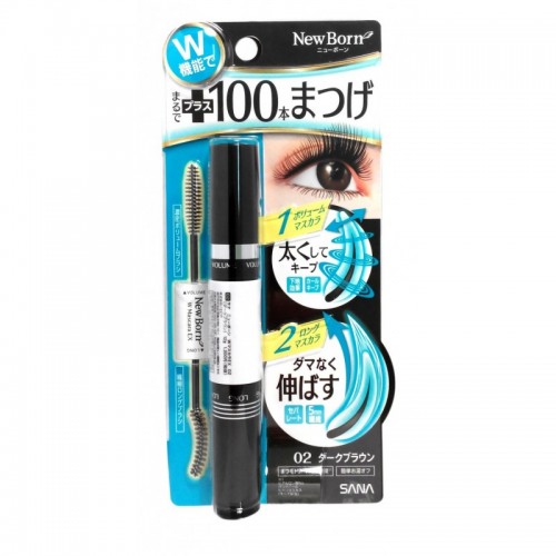 SANA MASCARA Тушь для ресниц (двухсторонняя, удлинение + объем, цвет темно-коричневый), 12 г