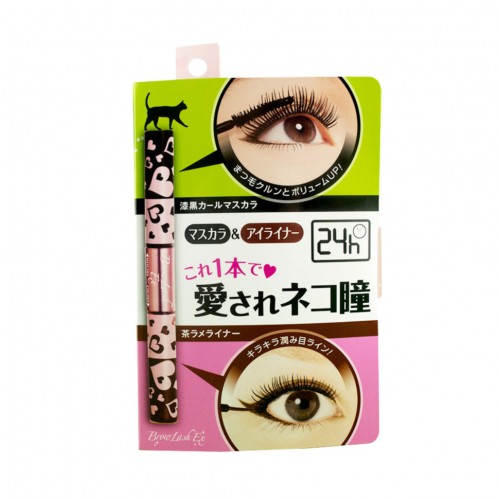 Тушь для ресниц объем и подкручивание, черная + подводка, золотисто-коричневая