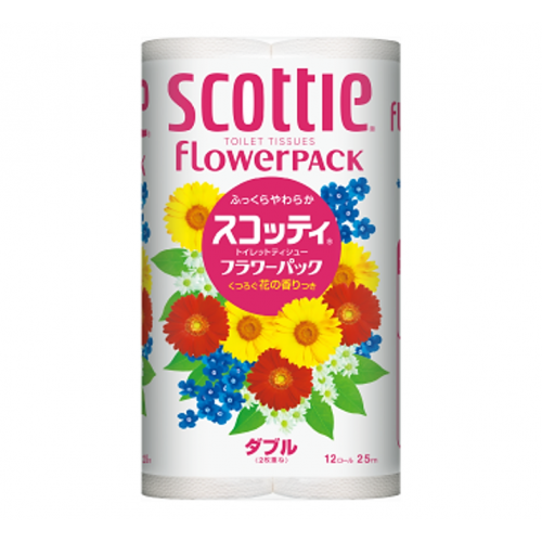 Туалетная бумага Crecia Scottie Flower Pack двухслойная, 12 шт